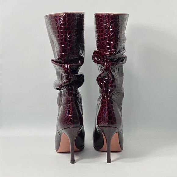 Amina Muaddi Ida Croc-Embossed Leather Booties size 36.5 - Picture 6 of 12